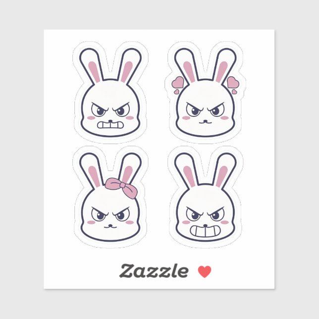 Angry Rabbit Sticker (Sheet)