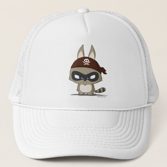 Angry raccoon cap cute cartoon funny character hat (Front)