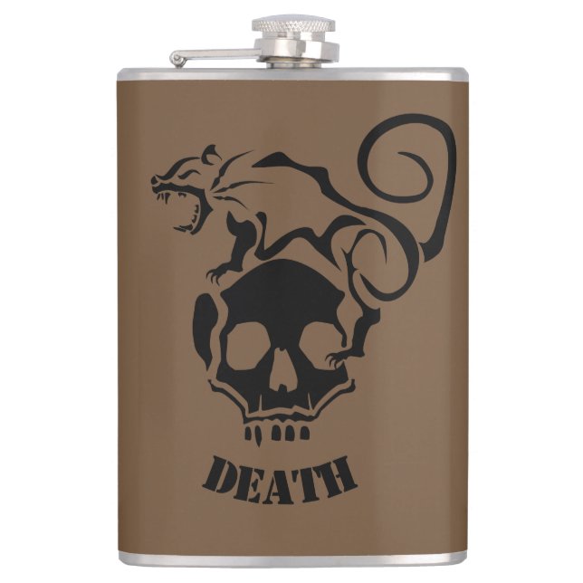 Angry Rat On an Evil Skull Flask (Front)