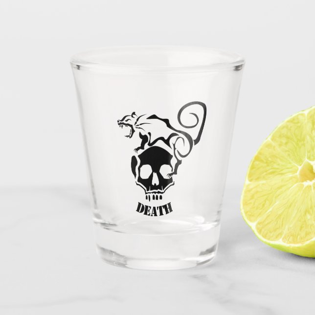 Angry Rat On an Evil Skull Shot Glass (Front)
