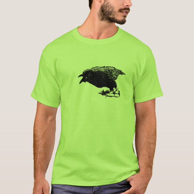 Angry Raven in Black Pick Your Background T-Shirt (Front)