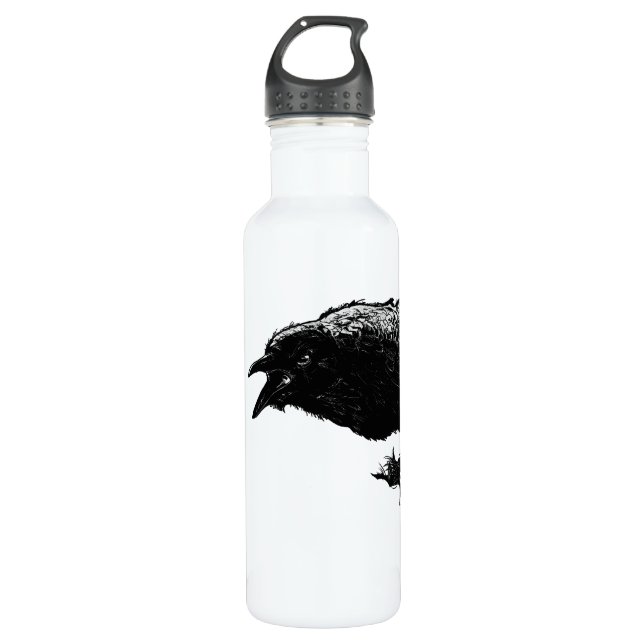 Angry Raven in Black Pick Your Background Water Bottle (Front)