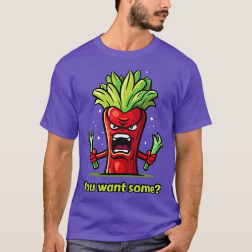 Angry Red Celery Vegetables T_Shirt