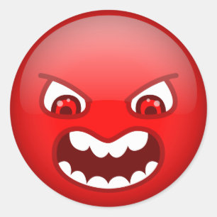 Angry red classic round sticker
