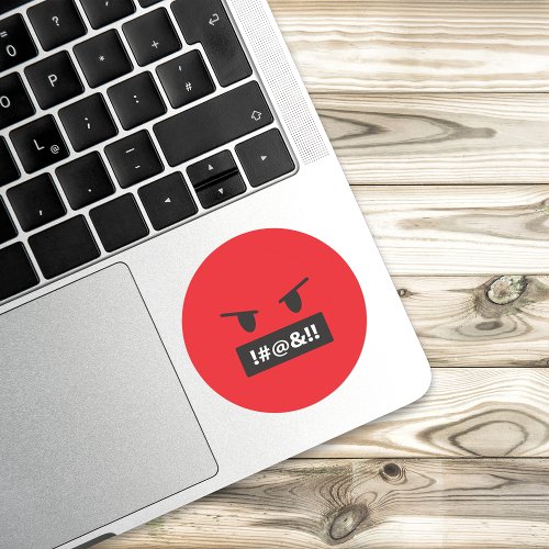 Angry Red Face Cursing Emoji Classic Round Sticker