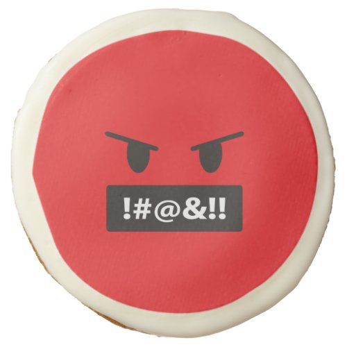 Angry Red Face Cursing Emoji Edible Sugar Cookie