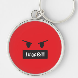 Angry Red Face Cursing Emoji Keychain