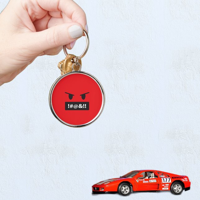 Angry Red Face Cursing Emoji Keychain (Creator Uploaded)