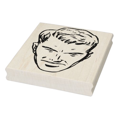 Angry Retro Man Rubber Art Stamp