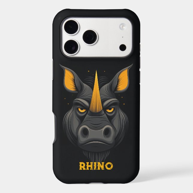 Angry Rhino Black Case-Mate iPhone Case (Back)