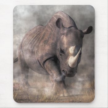 Angry Rhino Mouse Pad by ArtOfDanielEskridge at Zazzle