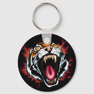 Angry Roaring Tiger Face Keychain