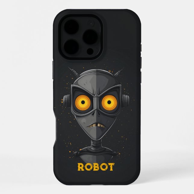 Angry Robot Black Iphone Case (Back)