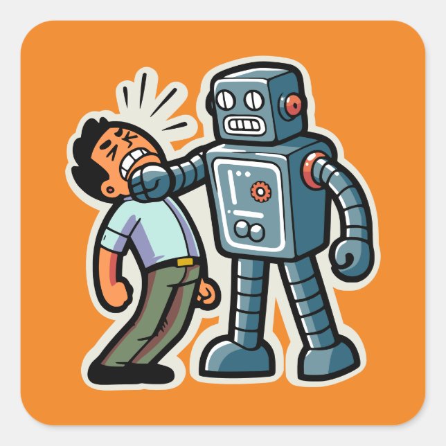 Angry Robot Square Sticker (Front)