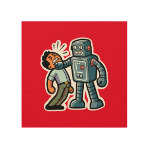 Angry Robot Wood Wall Art