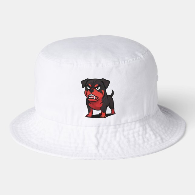 Angry Rottweiler Cartoon Dog  lover gift Bucket Hat (Front)
