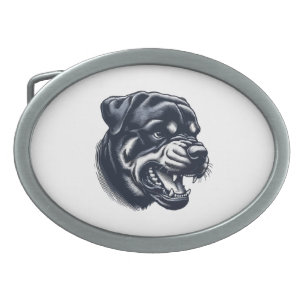 Angry Rottweiler Dog – Bold Guard Dog Artwork Belt Buckle