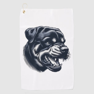 Angry Rottweiler Dog – Bold Guard Dog Artwork Golf Towel