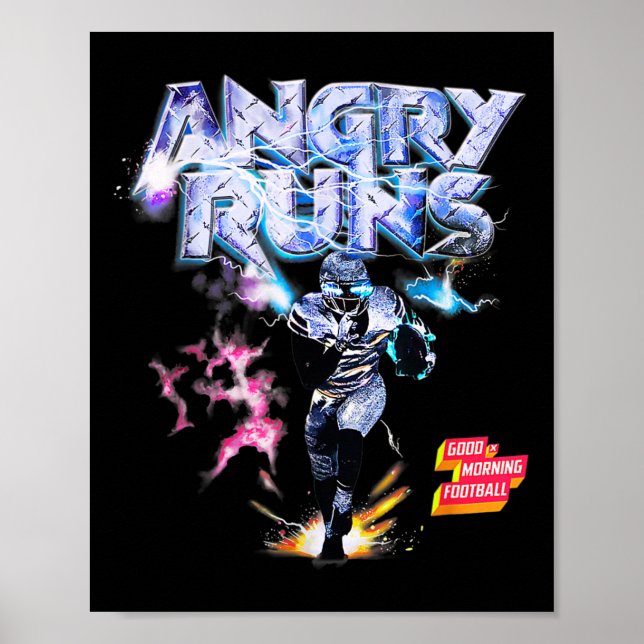 Angry Runs Good Morning Football Sport Lover Vinta Poster (Front)