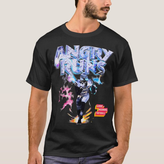 Angry Runs Good Morning Football Sport Lover Vinta T-Shirt (Front)