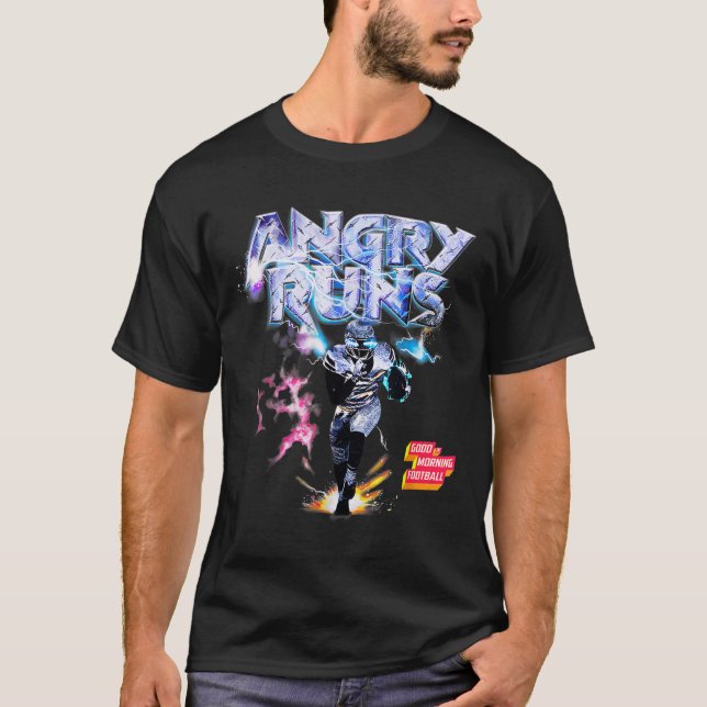Angry Runs Good Morning Football Sport Lover Vinta T-Shirt (Front)