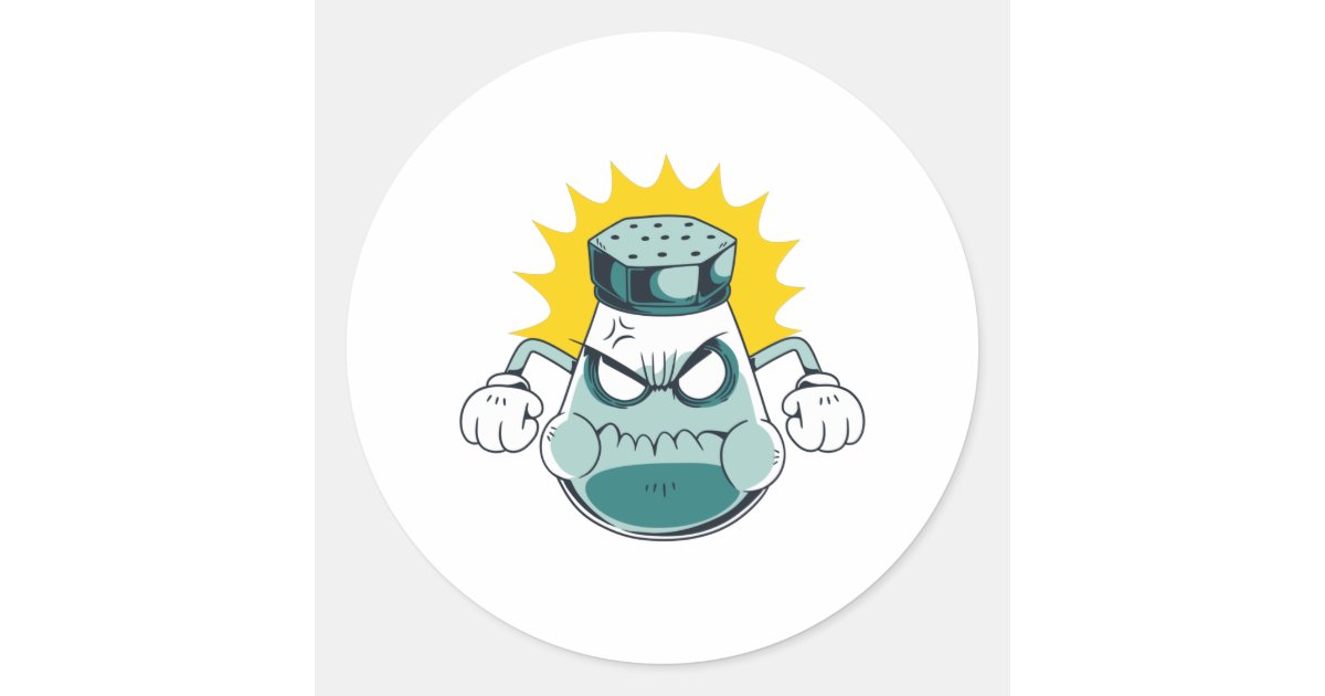 Angry Salt Shaker Classic Round Sticker Zazzle