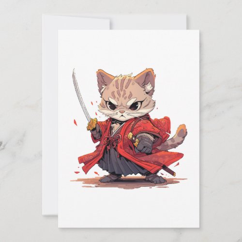 Angry Samurai style Cat Hero Invitation