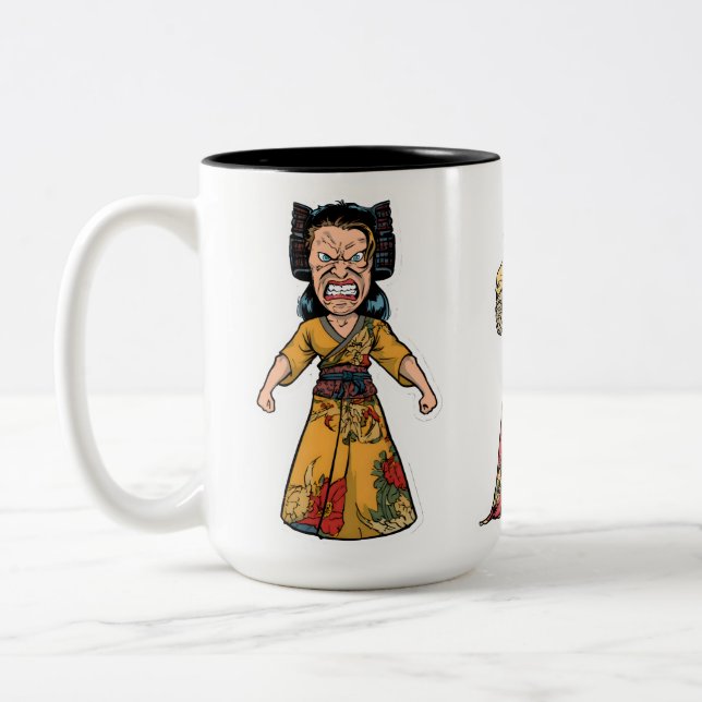 Angry Samurai Warrior – Rage and Honor Two-Tone Coffee Mug (Left)