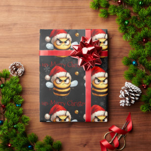 Angry Santa Bee Have An Un-Merry Christmas Funny Wrapping Paper