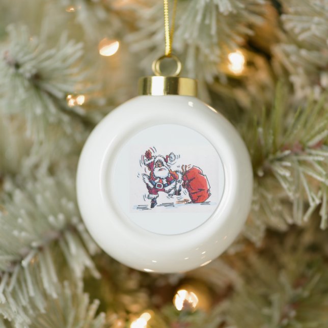 Angry Santa ceramic Christmas ball ornament (Tree)