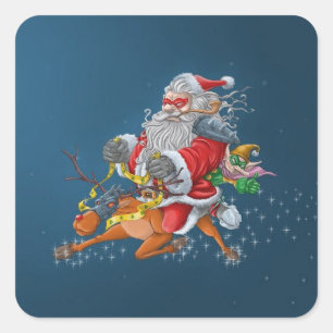 Angry Santa Claus Square Sticker