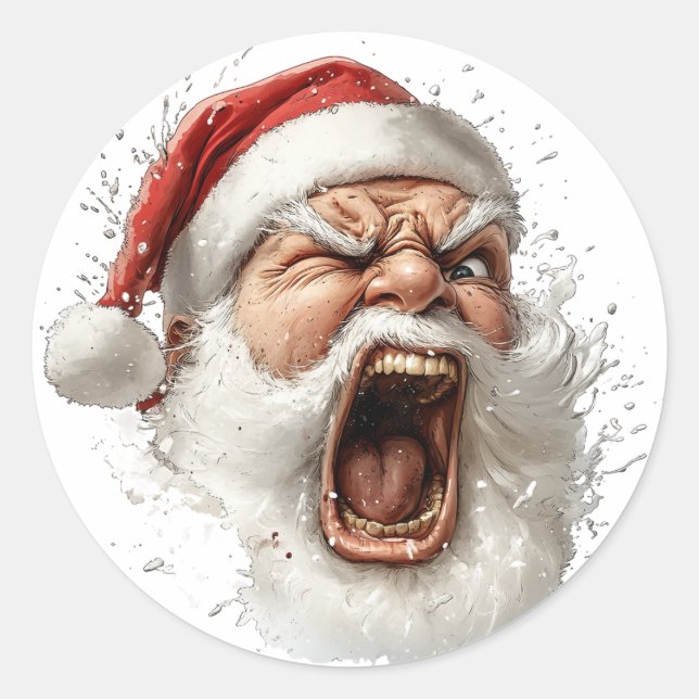 Angry Santa Claus Sticker (Front)