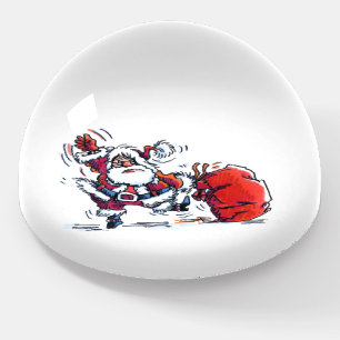 Angry Santa glass dome paperweight