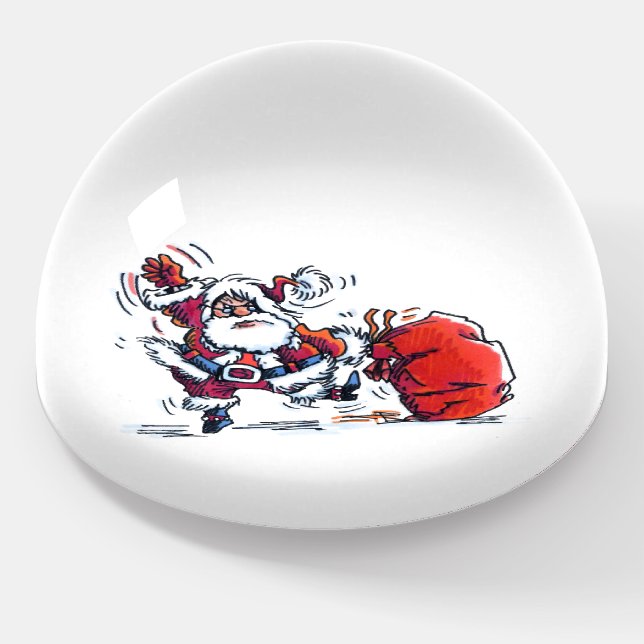 Angry Santa glass dome paperweight (Angled)