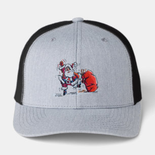 Angry Santa heather and black retro trucker cap