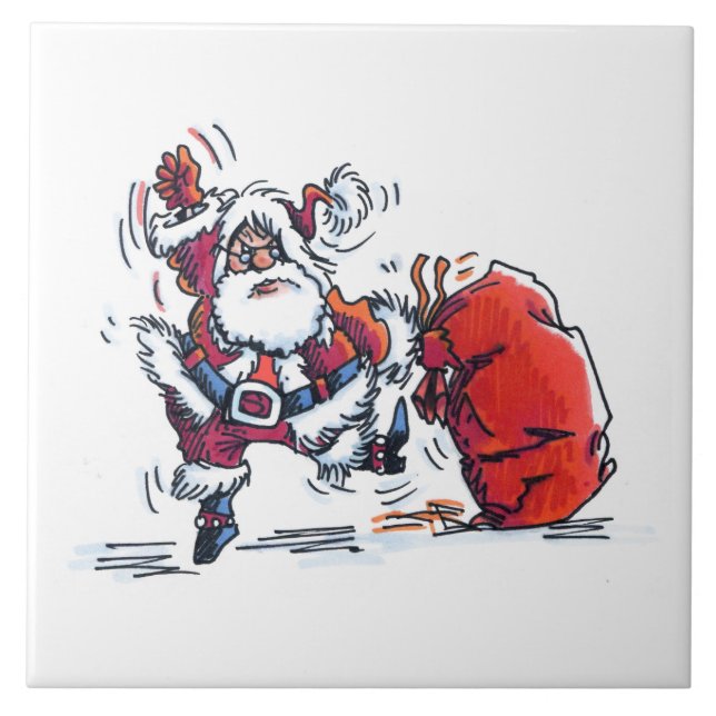 Angry Santa large ceramic tile (Front)