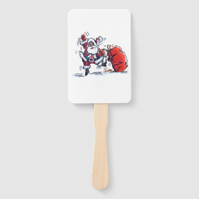 Angry Santa rectangle hand fans (Front)
