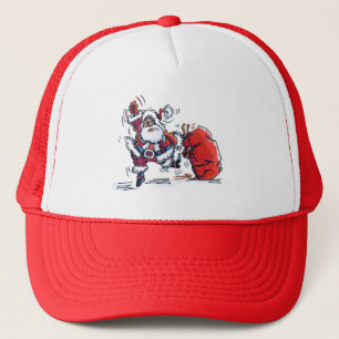 Angry Santa red and white foam trucker hat
