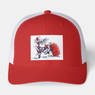 Angry Santa red and white retro trucker cap