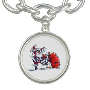 Angry Santa silver charm bracelet