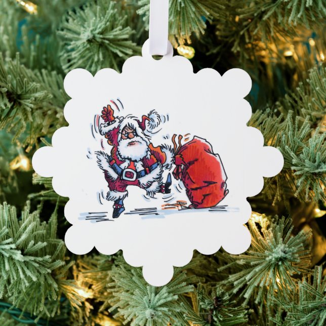 Angry Santa snowflake paper ornament Card (Insitu (Tree))