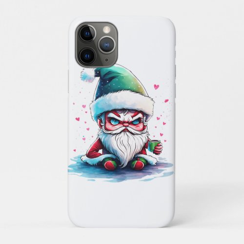 Angry Santa with a Cup of Coffee iPhone 11 Pro Case