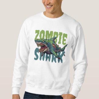 Angry scary Zombie shark illustration Sweatshirt