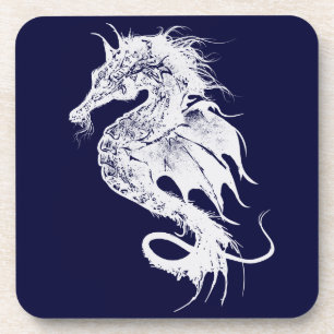 Angry Sea Horse in White Pick Your Background Drink Coaster