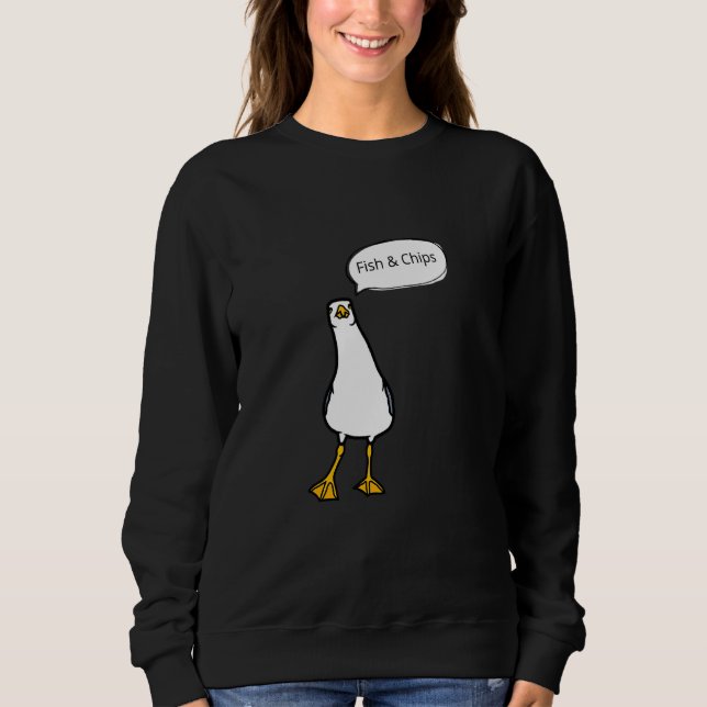 Angry Seagull Fish & Chips Cheeky Bird Sweatshirt (Front)