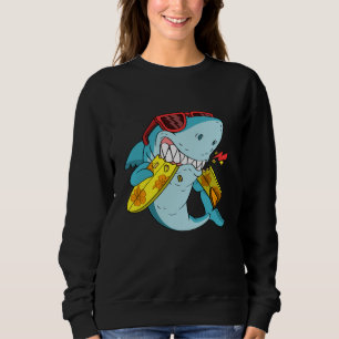 angry shark bite a surfboard sweatshirt