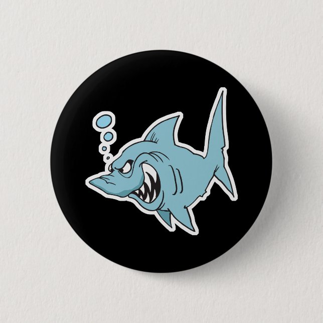 angry shark pinback button (Front)