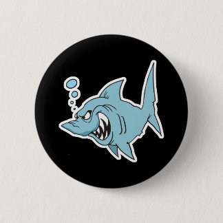 angry shark pinback button