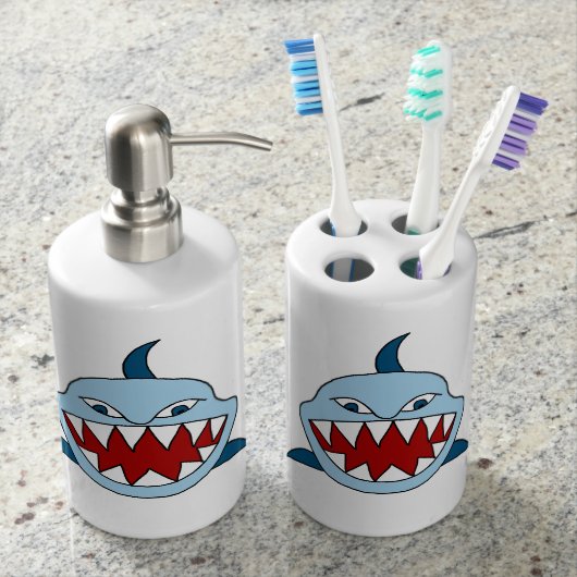 Angry Shark Soap Dispenser And Toothbrush Holder (Front)