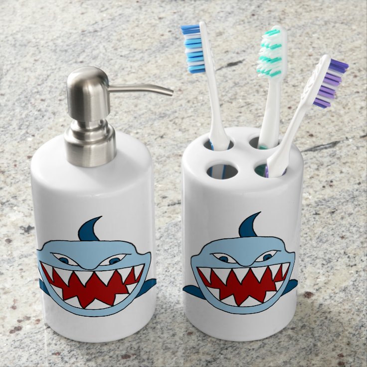 Angry Shark Soap Dispenser And Toothbrush Holder Zazzle
